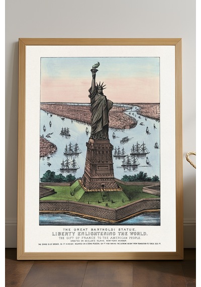 Liberty Doğal Ahşap Çerçeveli Poster, Dekoratif Seyahat Duvar Tablosu