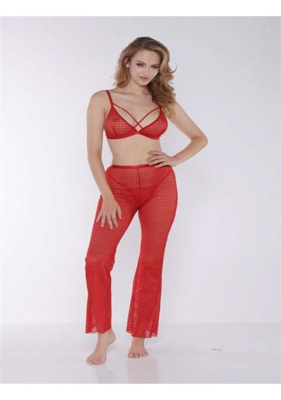 E-bulurum Kadın Closet Kırmızı Sütyen Pijama Takımı