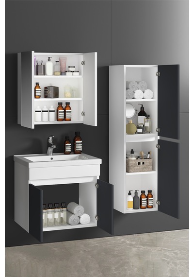 Çiğdem 55+35 Cm Beyaz-füme Balon Mdf Seramik Lavabolu Asma Banyo Dolabı Takımı Çiğdem 55+35 Cm Beyaz-füme Balon Mdf Seramik Lavabolu Asma Banyo Dolabı Takımı