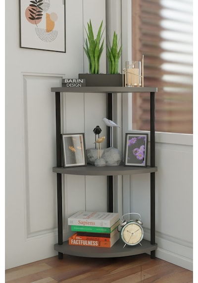 3 Katlı Dekoratif Köşe Raf Modern Kitaplık, Saksılık, Ev Ve Ofis Düzenleyici Çok Amaçlı Raf Ünitesi Antrasit 3 Katlı Dekoratif Köşe Raf Modern Kitaplık, Saksılık, Ev Ve Ofis Düzenleyici Çok Amaçlı Raf Ünitesi Antrasit