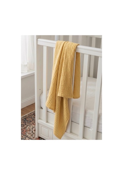 2 Li Paket 4 Katlı Müslin Bebek Battaniyesi 85x85 Cm - Bebek Örtüsü & Yeni Doğan Kundak - Sarı Mavi - 904779406 Mavi