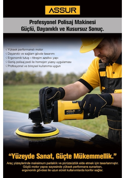 Assur ASR406-02-07 180 MM Pasta Cila Polisaj Zımpara Sarı