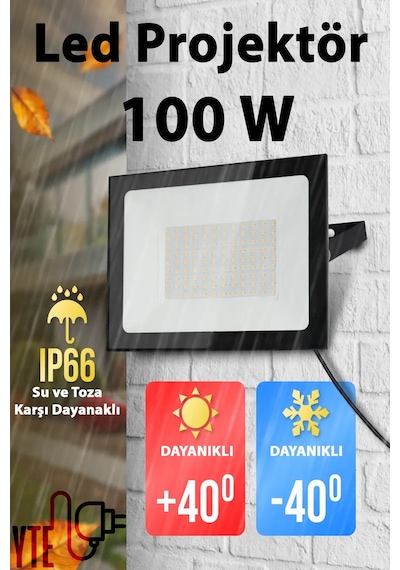 Led Projektör 100 W Gün Işığı İp 66 Su-toz Geçirmez 7200 Lm Smd Led Yüksek Işık 1 Adet