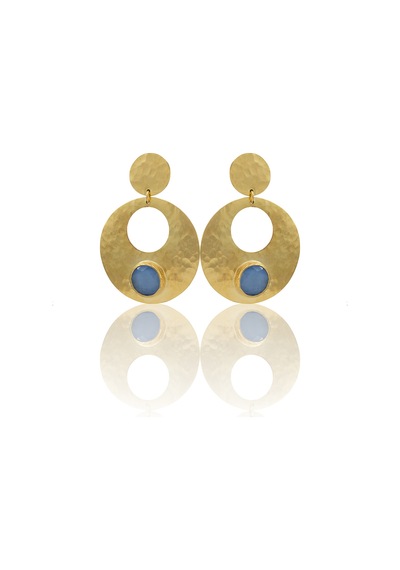 Kadir Jewellery 22 Ayar Altın Kaplama Vintage Küpe -el İşçiliği Ve Hipoalerjenik Küpe Buz Mavisi 06539274