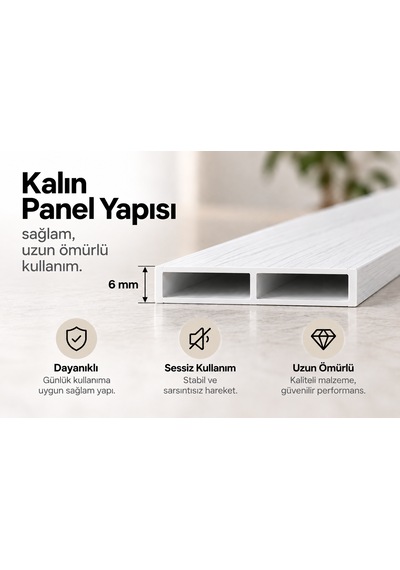Pro Akordiyon Kapı Ahşap Desenli Beyaz 85 X 203 Cm 1