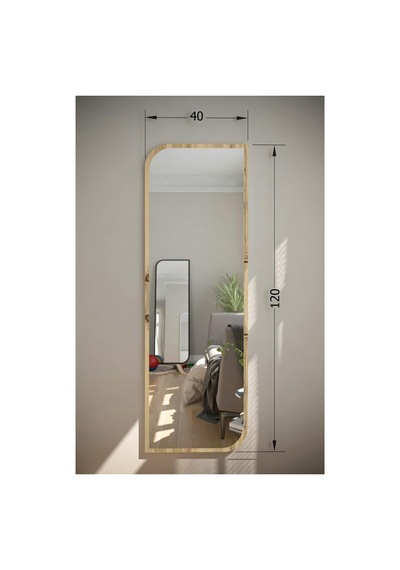 Safir Meşe Çapraz Oval Dekoratif Boy Aynası 40x120,meşe Genel