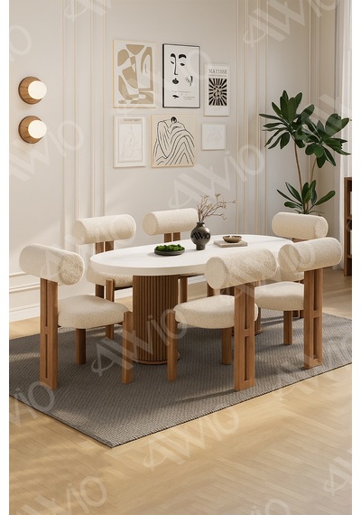 Avvio Bohem Ayak 6'lı Metal Pofi Demonte Sandalye 80x160 Masa Sandalye Takımı Beyaz Masa Sandalye Kumaşı Krem Avvio Bohem Ayak 6'lı Metal Pofi Demonte Sandalye 80x160 Masa Sandalye Takımı Beyaz Masa Sandalye Kumaşı Krem