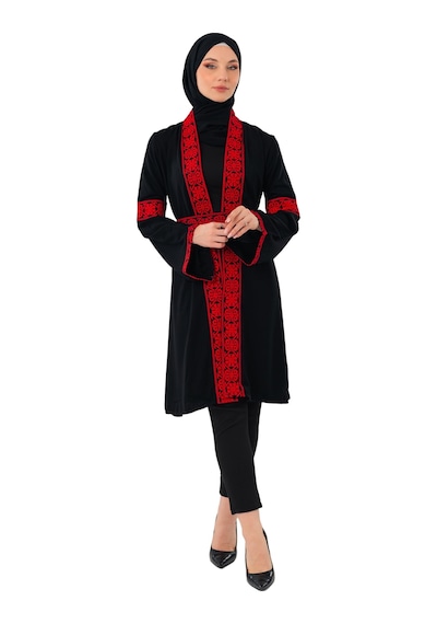 Zaytoon Filistin Kırmızı Nakışlı Siyah Filistin Kısa Kaban Abaya C100053 Kırmızı-siyah Zaytoon Filistin Kırmızı Nakışlı Siyah Filistin Kısa Kaban Abaya C100053 Kırmızı-siyah