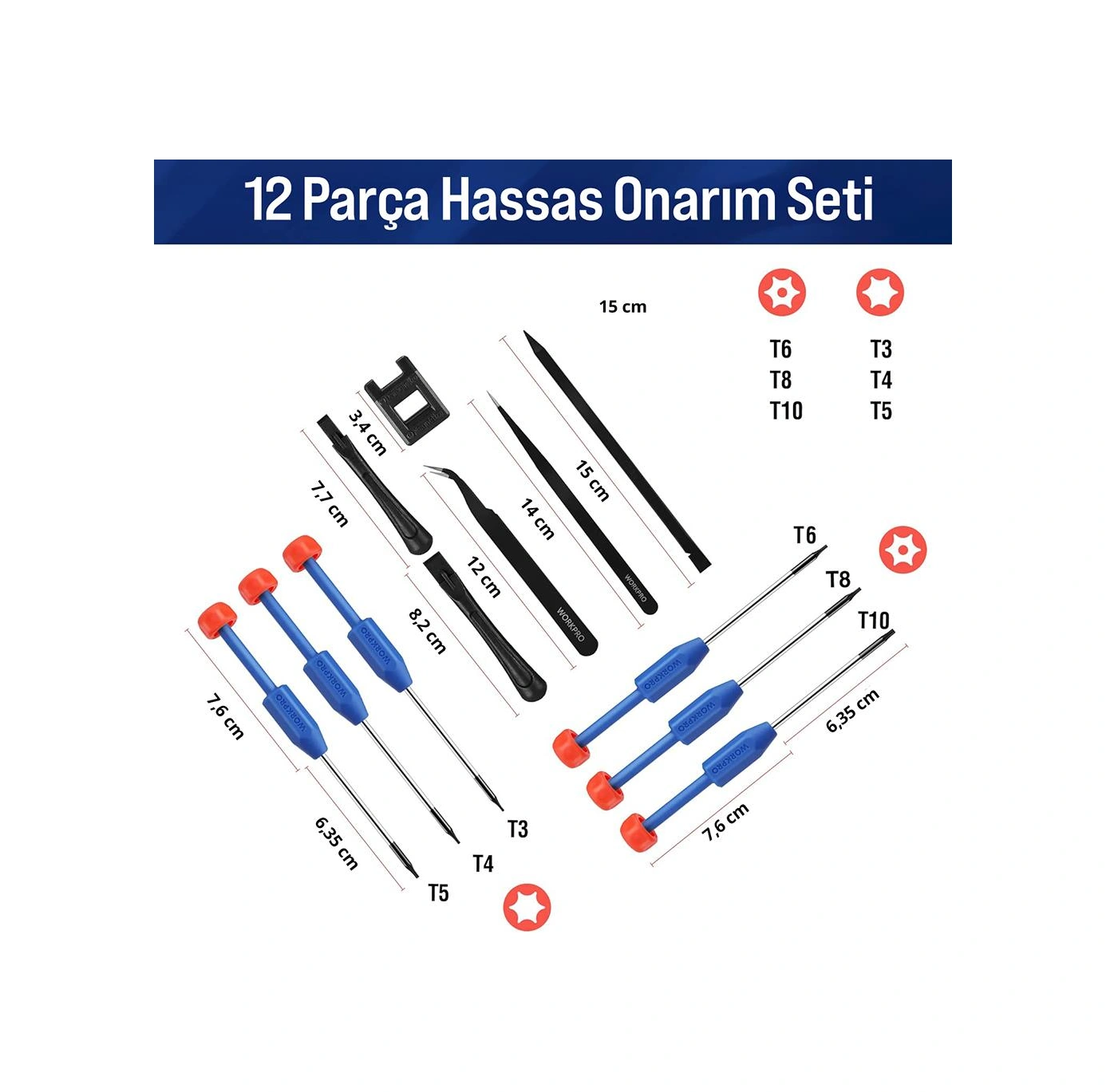 Workpro Wp200531 12 Parça Cr-v Elektronikçi Hassas Profesyonel Onarım Seti