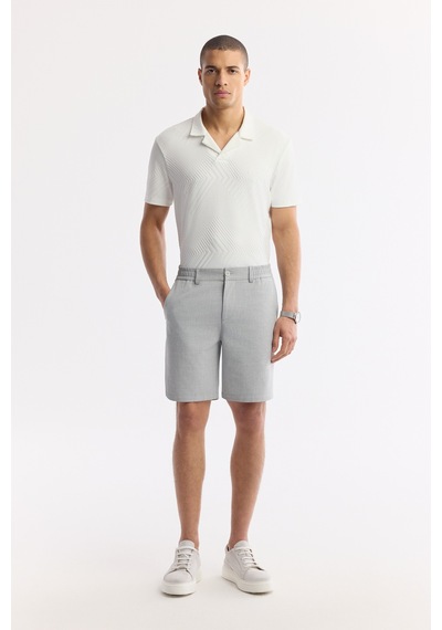 Avva Erkek Açık Gri Yanı Lastikli Gofreli Bi-stretch Slim Fit Chino Şort A51y3730