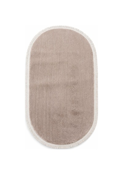 Melena Carpet Yumuşak Peluş Yolluk Kaymaz Taban Oval Paspas Banyo Mutfak Modern Halı Kahverengi