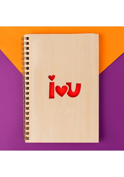 You Minimal Tasarımlı Ahşap Kapaklı Defter Çok Renkli