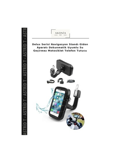 Delux Serisi Navigasyon Standı Gidon Aparatı Dokunmatik Uyumlu Su Geçirmez Motosiklet Telefon Tutucu