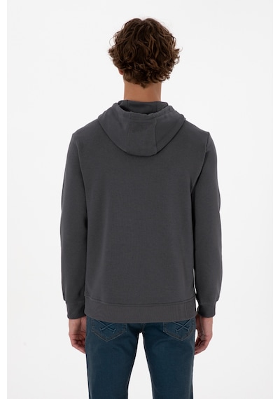 U.S. Polo Assn. Erkek Regular Fit Kapüşonlu Grı Basic Sweatshirt 50313720-VR024