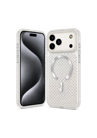Nettech Apple iPhone 17 Pro Max Uyumlu Taşlı Seri Arka Koruma Kılıf - Beyaz
