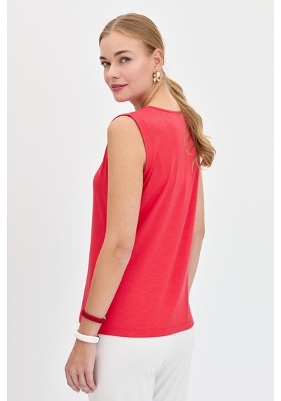 Kadın Sıfır Yaka Flamlı Kumaş Basic Askılı Tshirt Mercan MERCAN Kadın Sıfır Yaka Flamlı Kumaş Basic Askılı Tshirt Mercan MERCAN