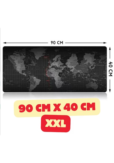 Mousepad 90x40 Xxl Dünya Desenli Profesyonel Gaming Destekli Oyuncu Mousepad Ultra Geniş Xxl 90x40cm-a 2mm