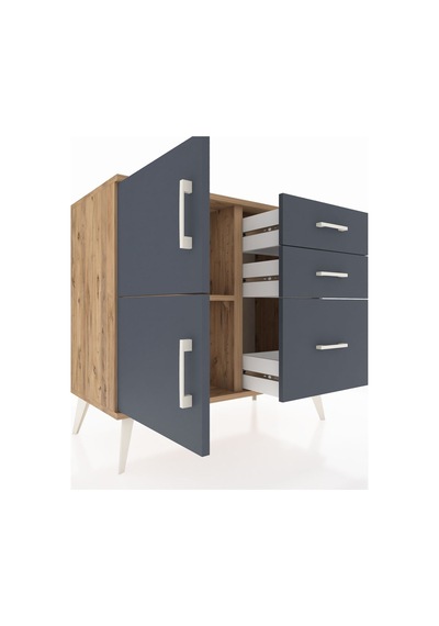 Hyperion Şifonyer Tek Raflı 3 Çekmeceli 2 Kapaklı 88x44x80 Çam-antrasit Antrasit Hyperion Şifonyer Tek Raflı 3 Çekmeceli 2 Kapaklı 88x44x80 Çam-antrasit Antrasit