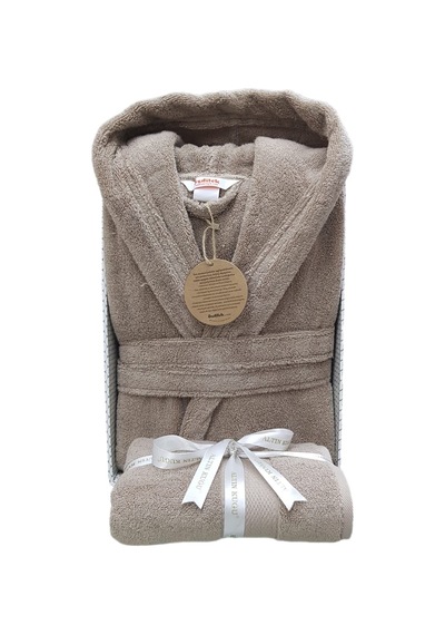 Özdilek Super Soft Kapüşonlu Bornoz + Baş Havlusu- Bej