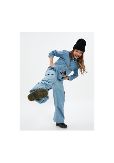 Koton Kız Çocuk Paraşüt Kot Pantolon Cepli Beli Ayarlanabilir Lastikli Pamuklu - Parachute Jean İndigo Koton Kız Çocuk Paraşüt Kot Pantolon Cepli Beli Ayarlanabilir Lastikli Pamuklu - Parachute Jean İndigo