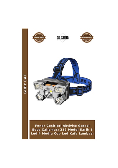 Fener Çeşitleri Aktivite Gereci Gece Çalışması 212 Model Şarjlı 5 Led 4 Modlu Cob Led Kafa Lambası Diğer