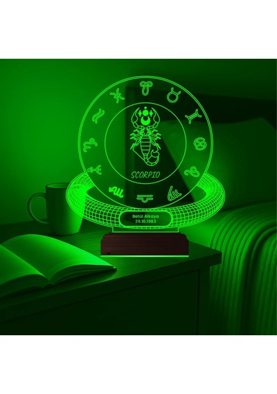 Luvivia Akrep Burcu Scorpio Astroloji Doğum Günü Hediyesi Kişiye Özel 3d Lamba - Masa Gece Lambası