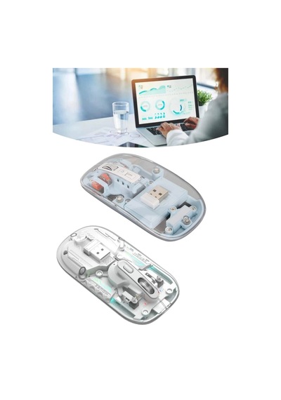 Sessiz Tıklama Çift Modlu Bluetooth Ve Alıcı Şeffaf Mouse Fare 26310698