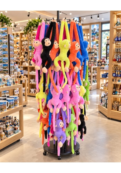 Oyuncak Peluş Maymun 3'lü Renkli Set Elleri Yapışabilen Sarılan Cırtlı Uyku Ve Oyun Arkadaşı Hediyelik Monkeysole 70 Cm Çok Renkli