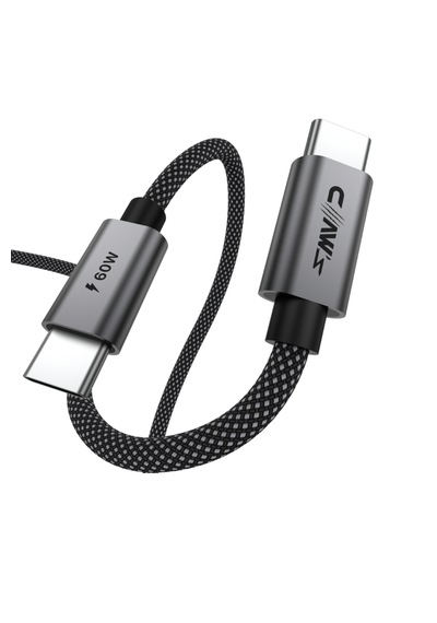Voltlınk C60 Usb-c To Usb-c 60w Hızlı Şarj Ve 480 Mbps Veri Aktarım Silikon Örgülü Kablo 2 Metre Siyah