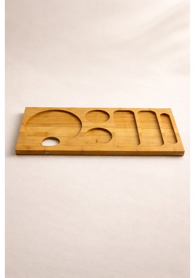 Pera - Bambu Tezgah Üstü Sunumluk Kahve Köşesi Organizer Stand Büyük 49 Cm Bambu