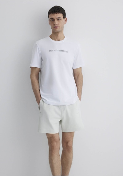 Mavi Beyaz Erkek T-shirt M0612647-620 Beyaz