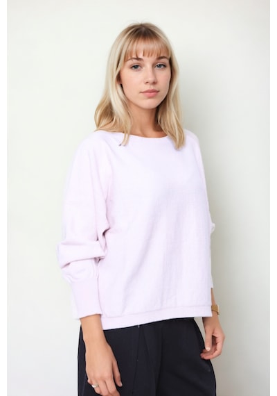 Vitrin Geniş Yaka Yarasa Kol Oversize Triko Bluz Pudra
