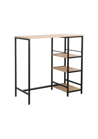 Step-up 2 Tabureli Yüksek Ayaklı Raflı Yemek Masası Ceviz/siyah 100x50x100 Ceviz