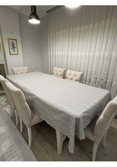 Brode Nakış Işlemeli Dertsiz Masa Örtüsü 150x250 Gri