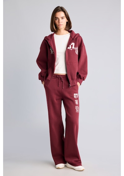 Defacto Harry Potter Gryffindor Baskılı Kapüşonlu Oversize Fermuarlı Kalın Hırka Sweatshirt I3023ax26aubr98 Bordo-br98
