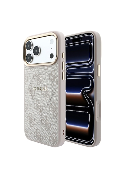Apple iPhone Uyumlu 18 Pro Max Kılıf Guess Lisanslı M-safe  C-magnet 4g Desenli Yazı Logolu Kapak Pembe