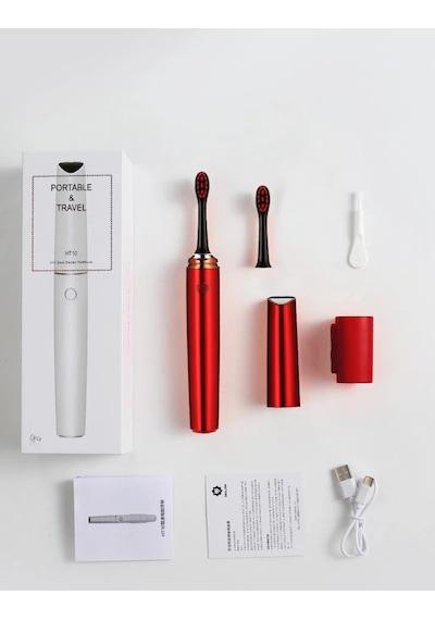 Ht10 Taşınabilir Seyahat Tipi Uvc Sonic Diş Fırçası Kırmızı
