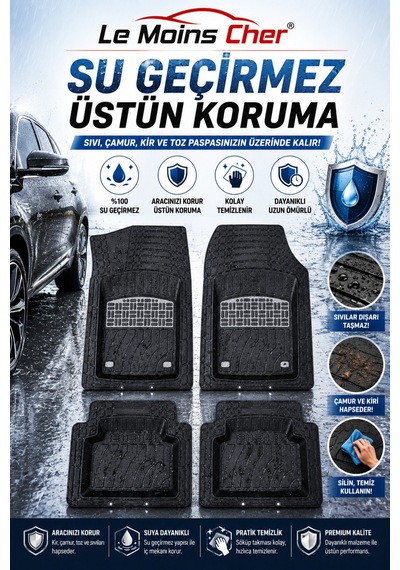 Mg Hs Comfort Havuzlu Oto Paspası Kaymaz Taban Dayanıklı Joker Krom