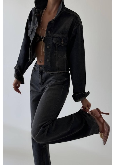 Lacarino 7650 Baggy Flare Kadın Jean Pantolon Brown Tint