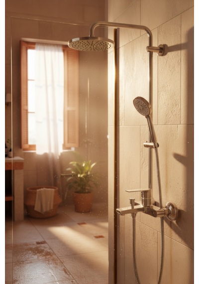 Decordem Banora Rauline, Krom Banyo Bataryası, Paslanmaz Pirinç Gövde, Su Tasarruflu Duvar Tipi Musluk Krom