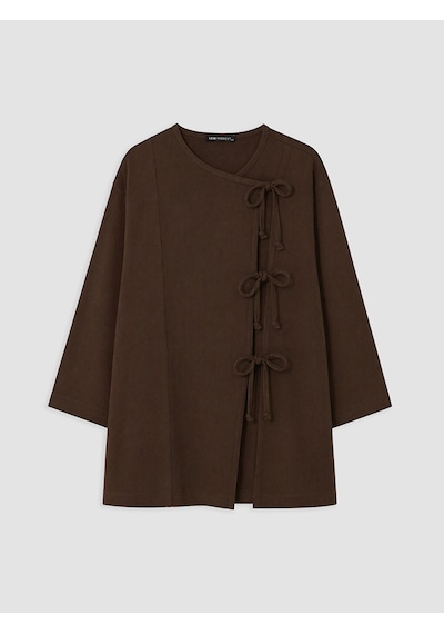 Lcw Modest Kahverengi Kruvaze Yaka Kadın Kimono
