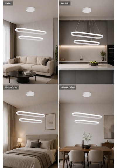 AvizeGO Elipso 2'li Led Sarkıt Avize Beyaz Işık