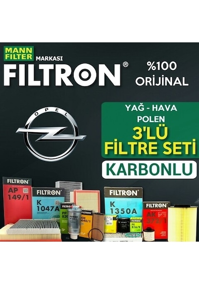 Opel Astra J 1.4 Turbo Mann Filtron Filtre Bakım Seti 2010-2015 (495301121)