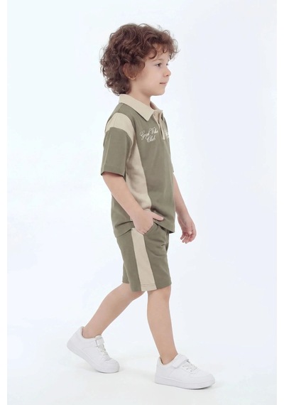 Mnk Baby & Kids Erkek Çocuk %100 Panuk Baskılı Kısa Kollu Şortlu 2li Takım M00846 Yeşil