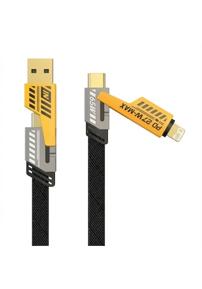 4in1 65w Hızlı Şarj Kablosu Type-c To Usb-a + Type-c To Lightning, 27w Pd Destekli Çoklu Şarj Kabl