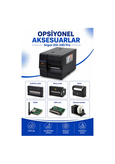 Argox İx4-240 Pro Endüstriyel Barkod Yazıcı 203 Dpı Ethernet, Usb, Rs-232