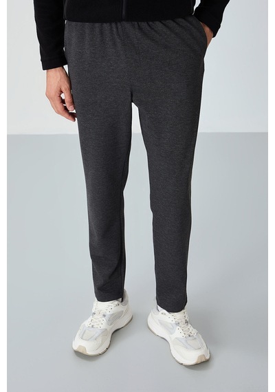 TOMMYLIFE Antrasit Melanj Yüzeyi Dokulu Standart Fit Erkek Eşofman Alt - 82155 Antrasit - Melanj