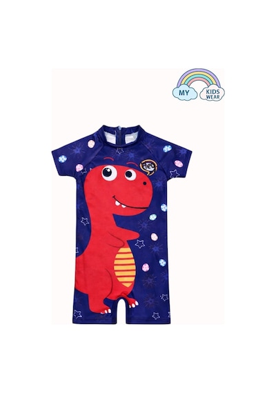 My Kids Wear Erkek Çocuk Deniz Kombini 3 Lü Set Mayo, Havlu Ve Bone 12579 Açık Mavi - Kırmızı