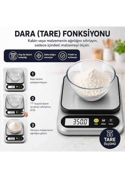 Nvg Dijital Mutfak Terazisi 10 Kg Yüksek Kapasite Hassas Ölçüm Gram Ons Ölçer 0,1g 1g Hassasiyet Tare Dara Fonksiyonlu Gümüş