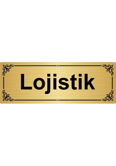 Lojistik 7x20cm Altın Renk Metal Yönlendirme Levhası